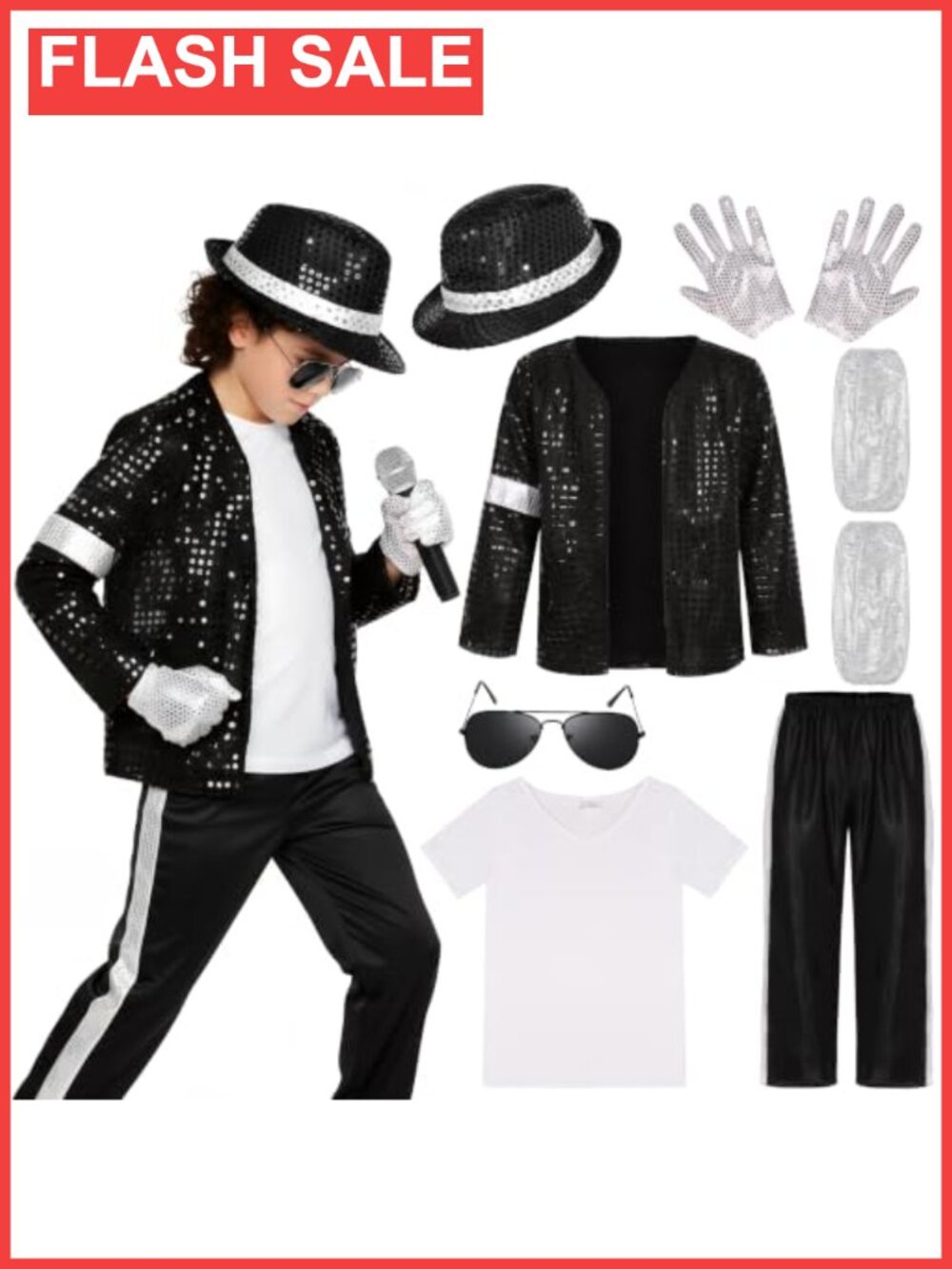 Kids Dance Star Costume Boys 80s 90s Pop Stage Outfit Halloween Sequin